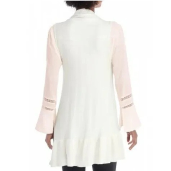 THE LIMITED Marshmallow Ivory Open Front Sleeveless Ruffle Sweater Vest - Picture 12 of 12